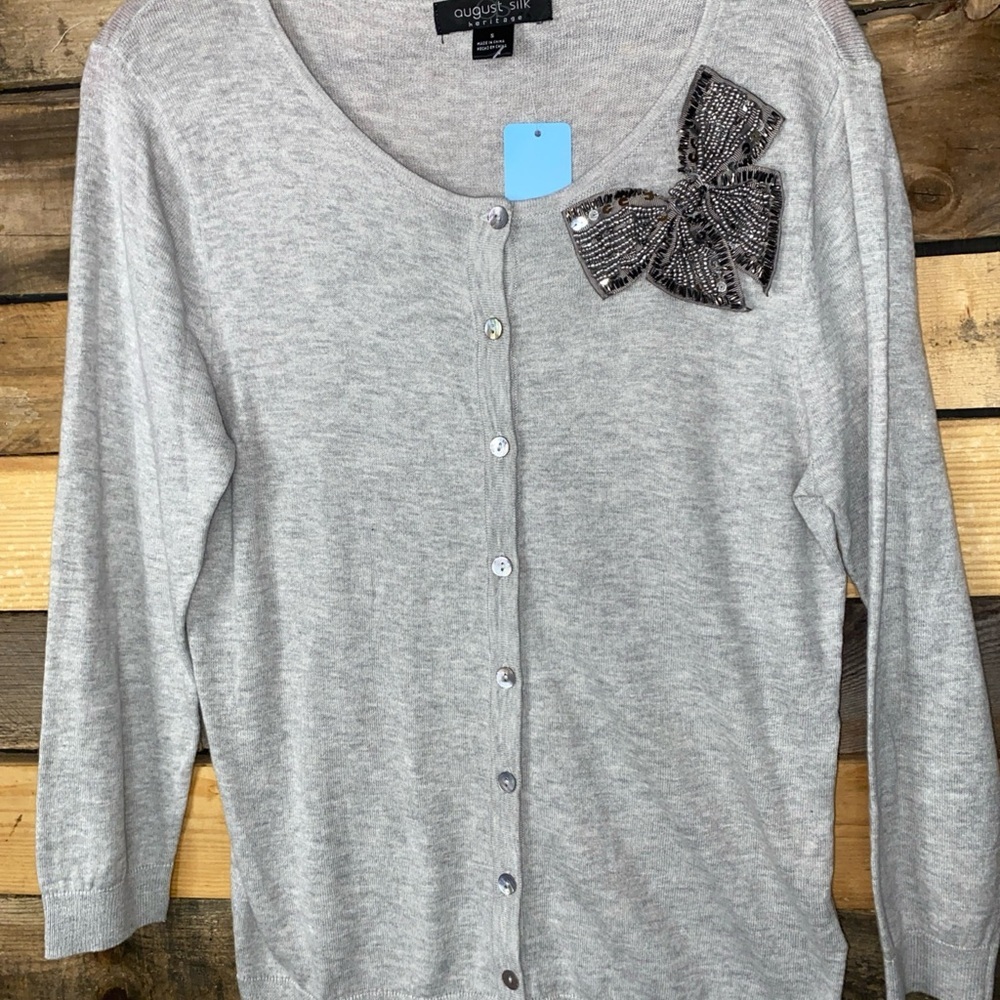 August Silk Heritage Gray Knit Top